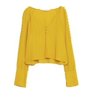 ZARA TRF Mustard Yellow Button Crop Top
